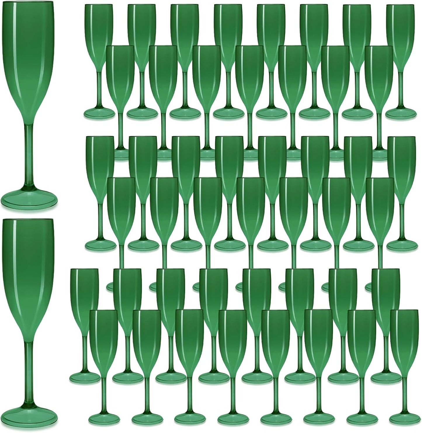 Dark Green Plastic Champagne Flutes Set of 48 for Events