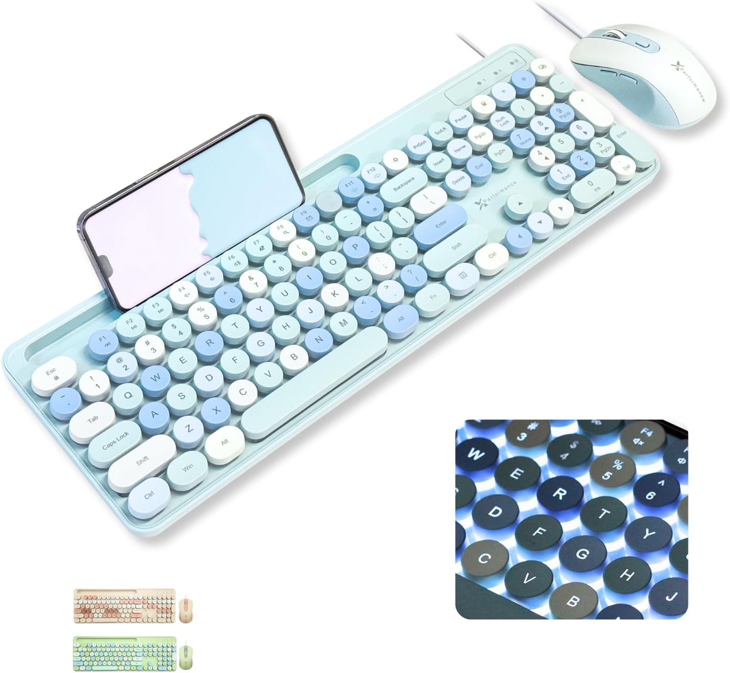 X9 Wired Keyboard and Mouse Combo - Aesthetic Retro Design