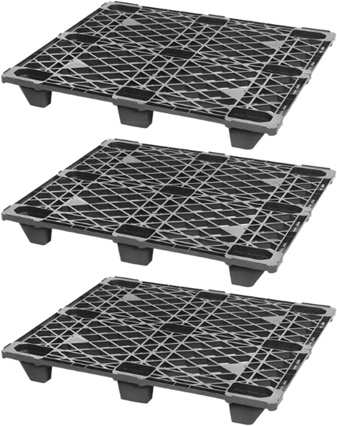 3 Pack Heavy Duty Recycled Polyethylene Pallets for Tough Loads