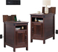 Narrow End Table Set of 2 With Charging Station - Space-Saving Side