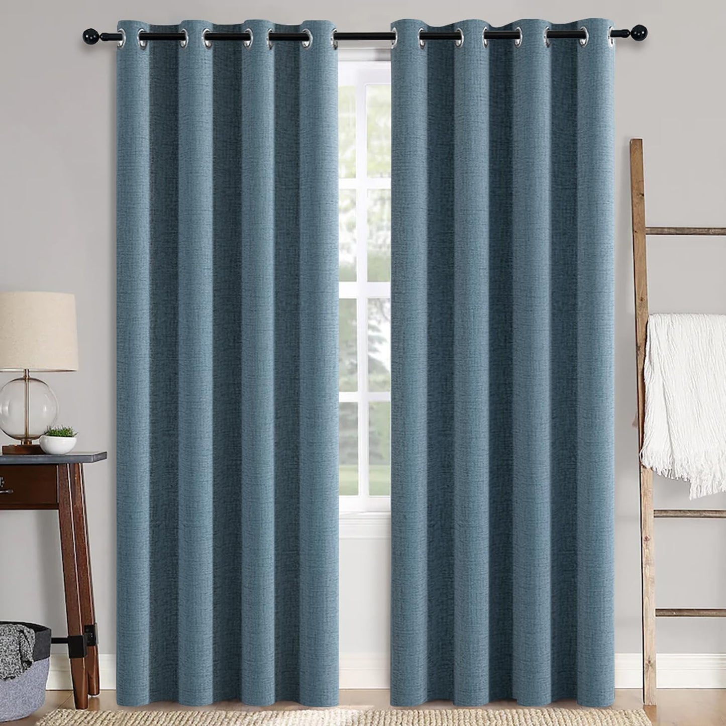 MIULEE Linen Texture Blackout Curtains for Bedroom 52x72 Inch