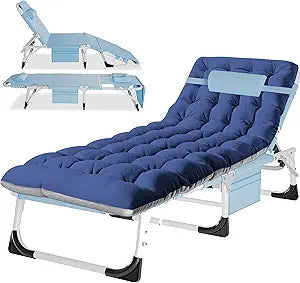 Folding Chaise Lounge Chair with Face Hole for Sunbathing