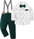 Toddler Boy Suit Set Gentleman's Outfit with Bowtie and Suspenders