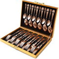 Copper/Rose Gold Silverware Set 24-Piece for 6 - Elegant Flatware
