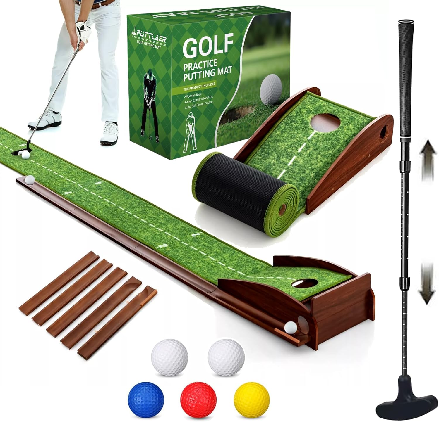 PUTTLAZR Golf Putting Mat - Pro-Level Practice Anywhere!