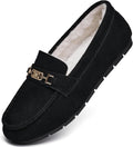 Women's Suede Loafers Slip On Flats - Warm Fleece Lining