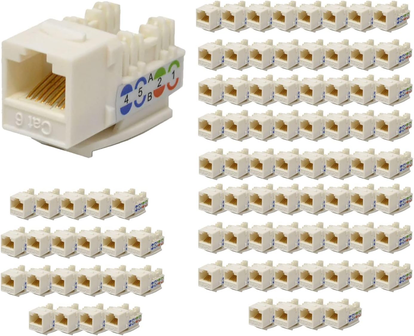 100 Pack Cat6 Keystone Ethernet Jack for Reliable Networking