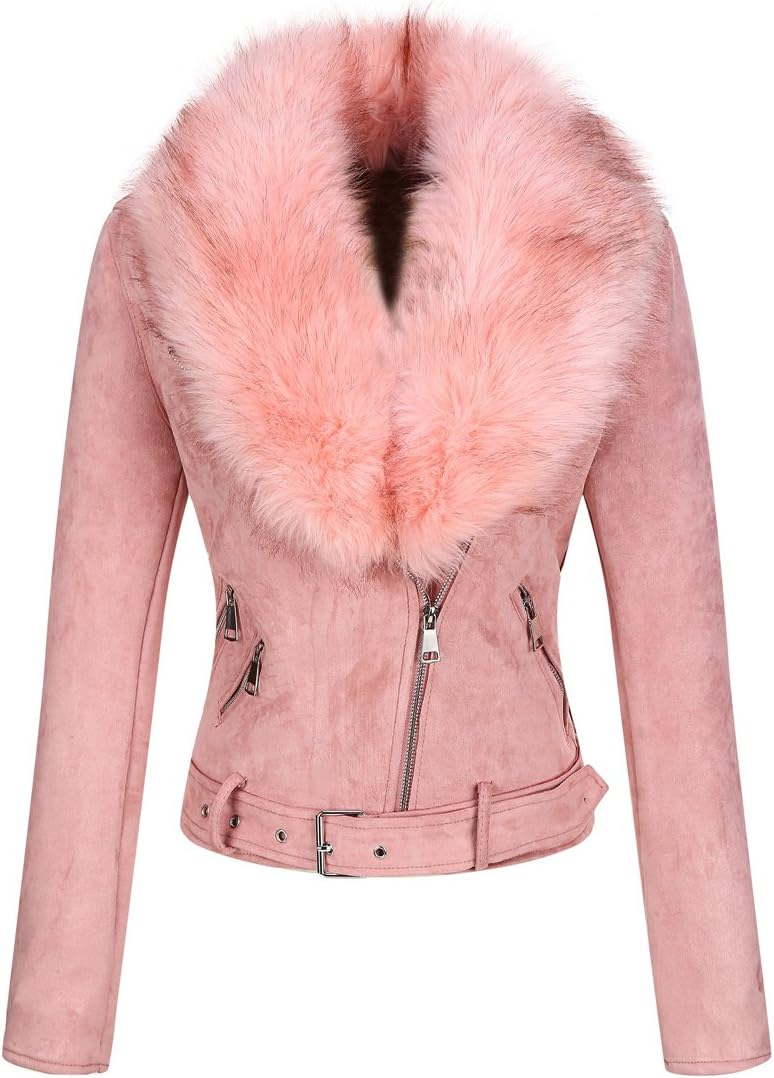 Stylish Women Faux Leather Suede Jacket for Winter Wear