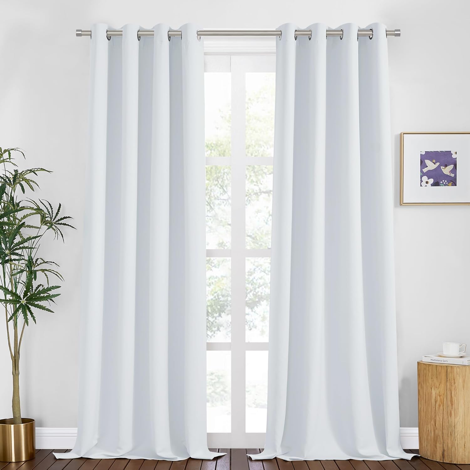 Thermal Insulated Greyish White Curtains for Room Darkening