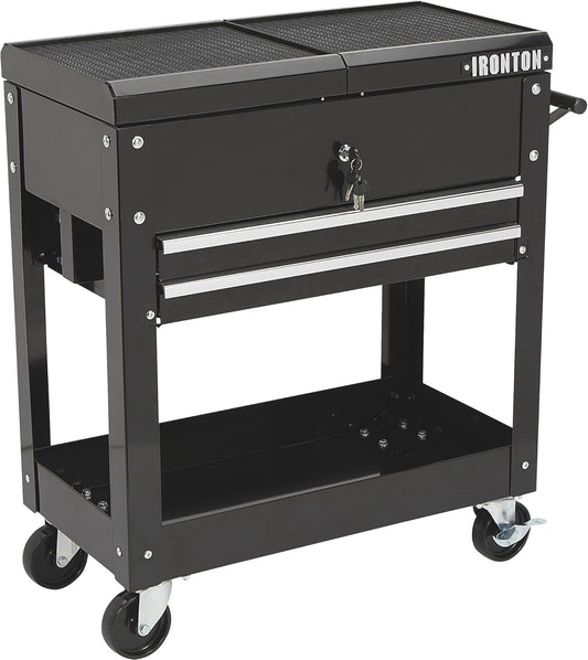 Ironton 28in Tool Cart with 2 Drawers and Heavy-Duty Design