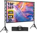 Outdoor Projector Screen with Stand 150 in Portable - Wrinkle-Free