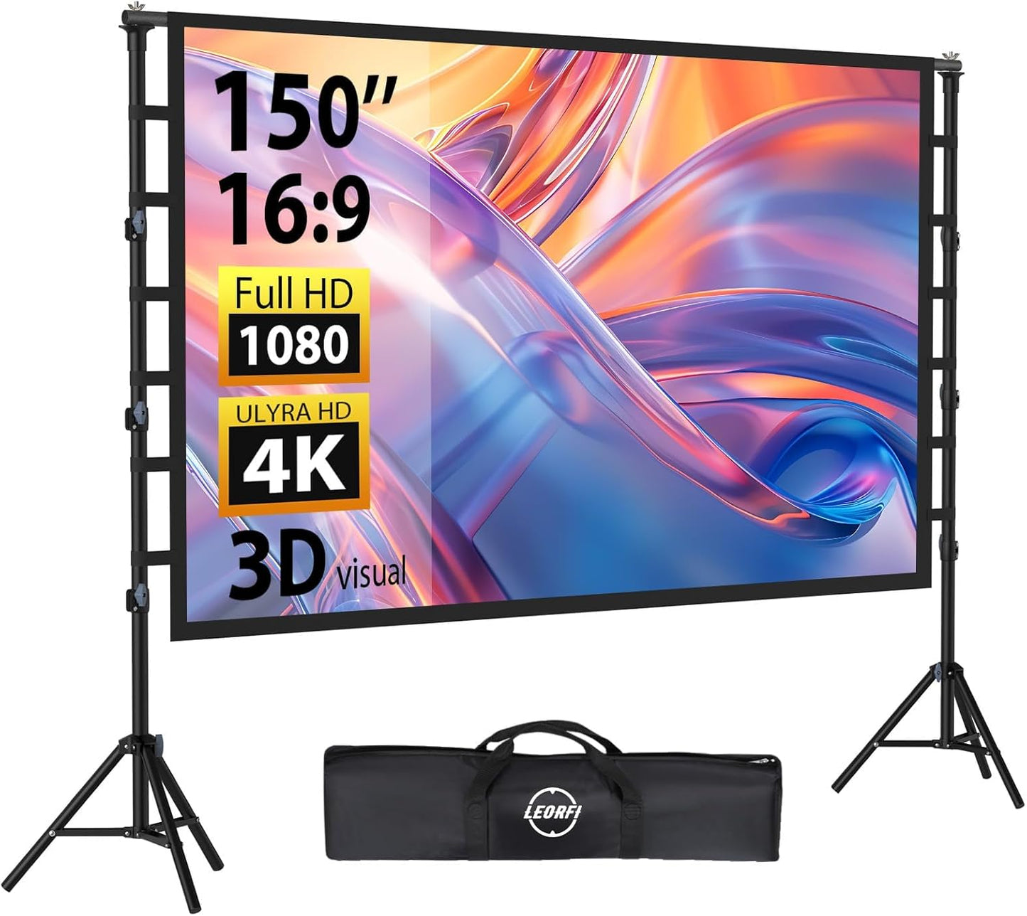 Outdoor Projector Screen with Stand: 150 inch Portable Screen