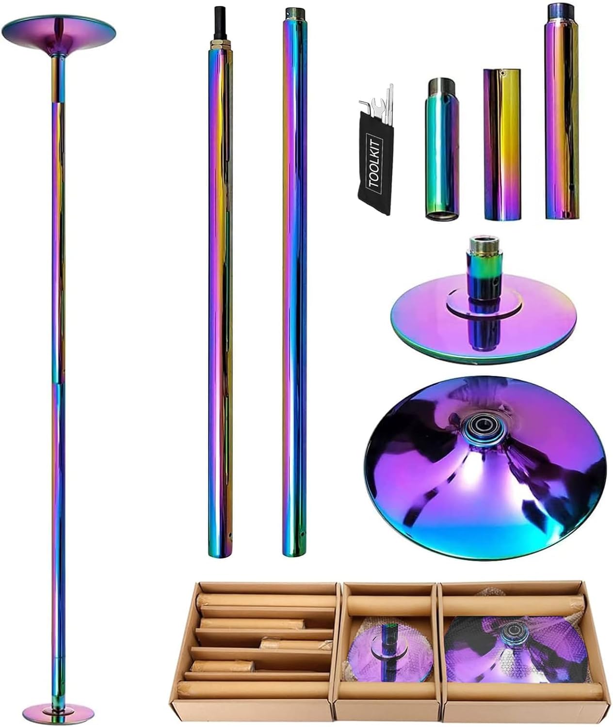 Premium Dance Pole Removable 45mm Spinning & Static for Home