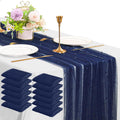 12 Pack 10ft Pearl Table Runner 30x120 in Navy Blue - Elegant Tulle