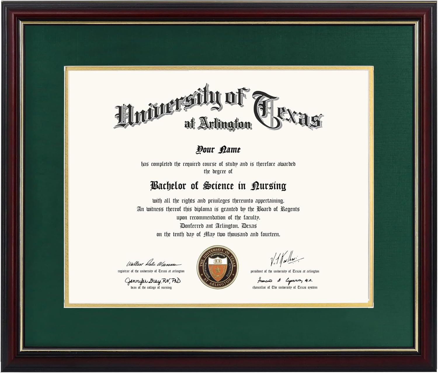 GraduationMall 11x14 Diploma Frame with Green over Gold Mat