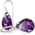 925 Sterling Silver Gemstone Teardrop Earrings - Dainty Amethyst