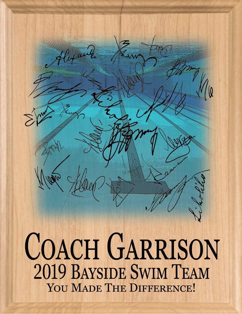 Personalized Swimming Coach Gift Plaque for Team Signatures