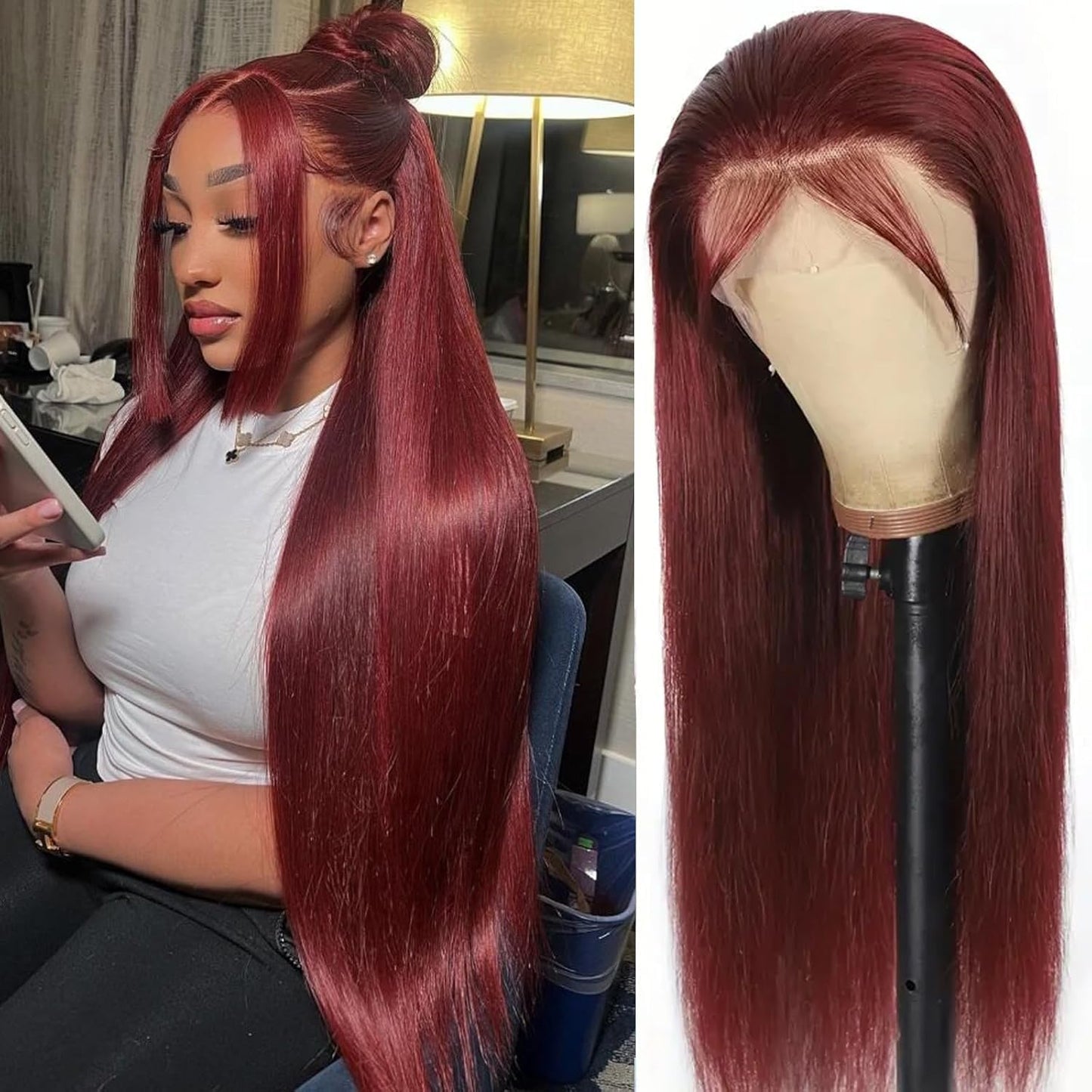 99j Burgundy Lace Front Wigs for Women - 30 Inch Glueless Style