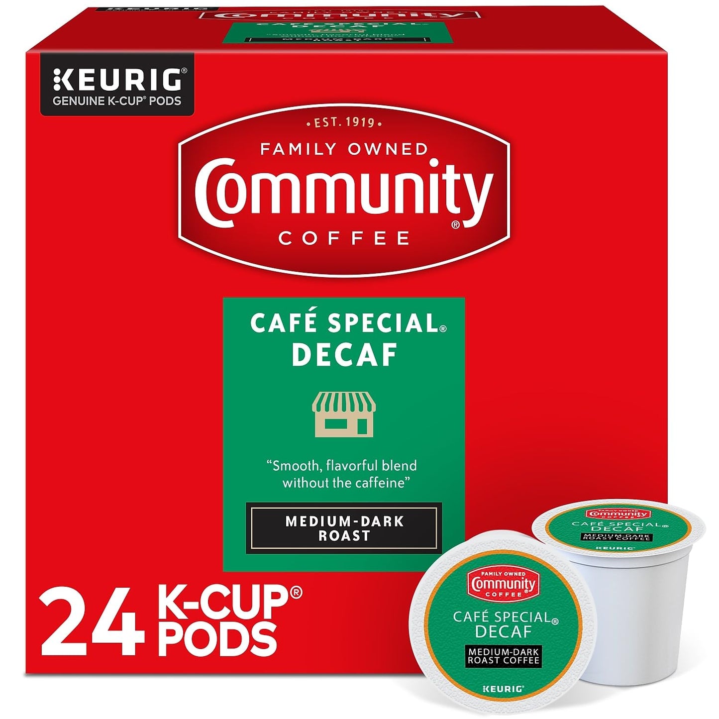 Community Coffee Decaf 24 Count Pods, Keurig 2.0 Compatible - Medium-Dark Roast