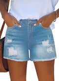 FEKOAFE Womens Mid/High Waisted Ripped Denim Shorts - Comfortable you