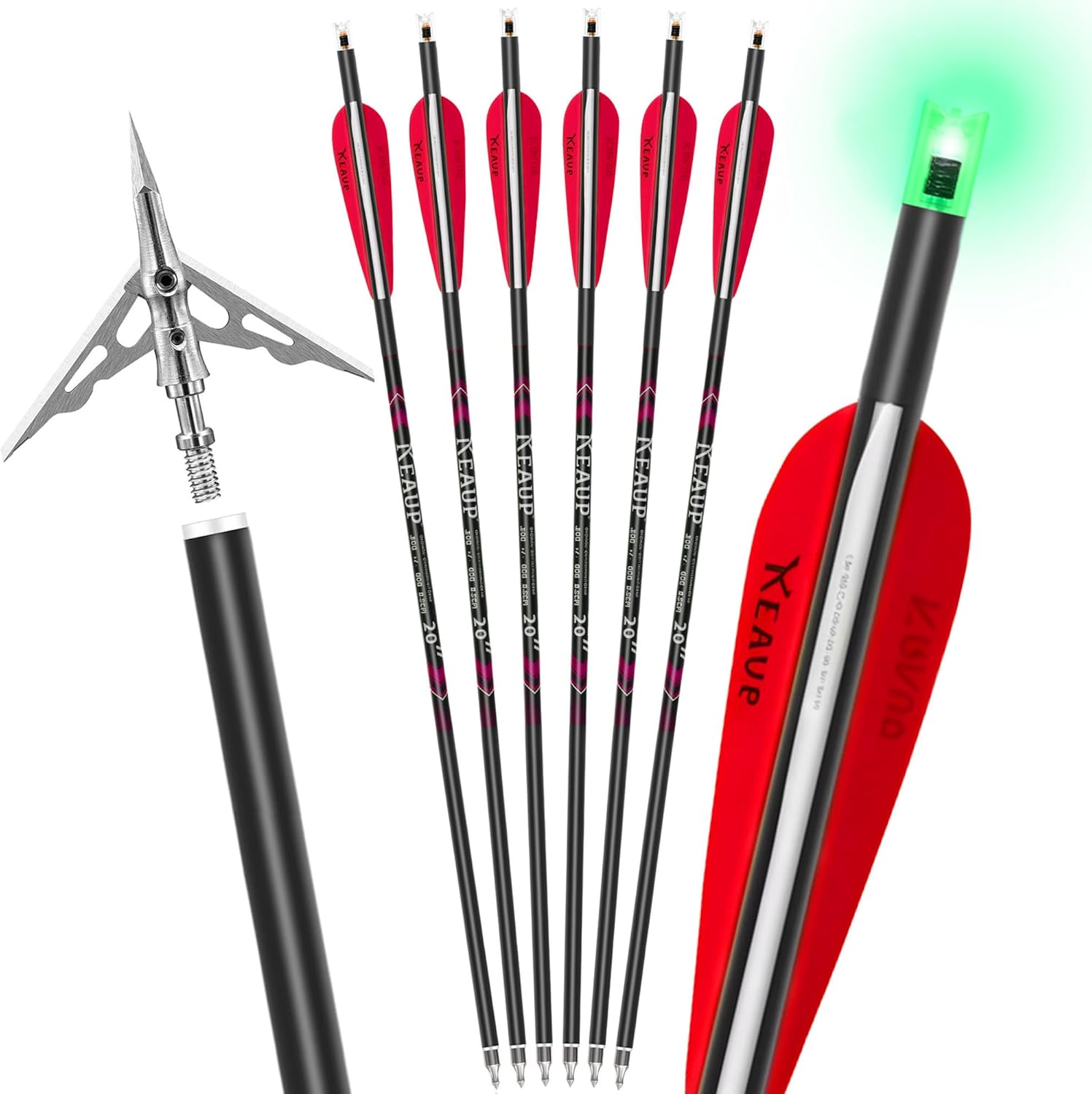 20 Inch Carbon Crossbow Bolts with Broadheads for Hunting
