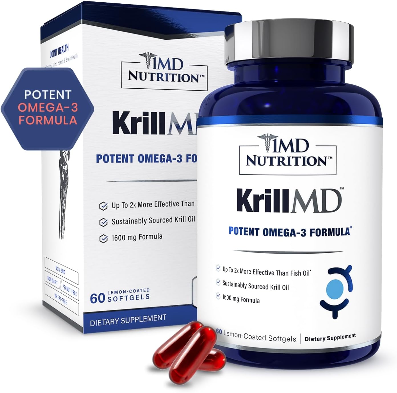 1MD Nutrition KrillMD Antarctic Krill Oil Omega 3 Supplement