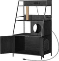 melos Cat Litter Box Enclosure with 2 Storage Shelves - Hidden Litter