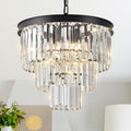 Modern Crystal Chandeliers 16ft Small Black Pendant Light - Elegant