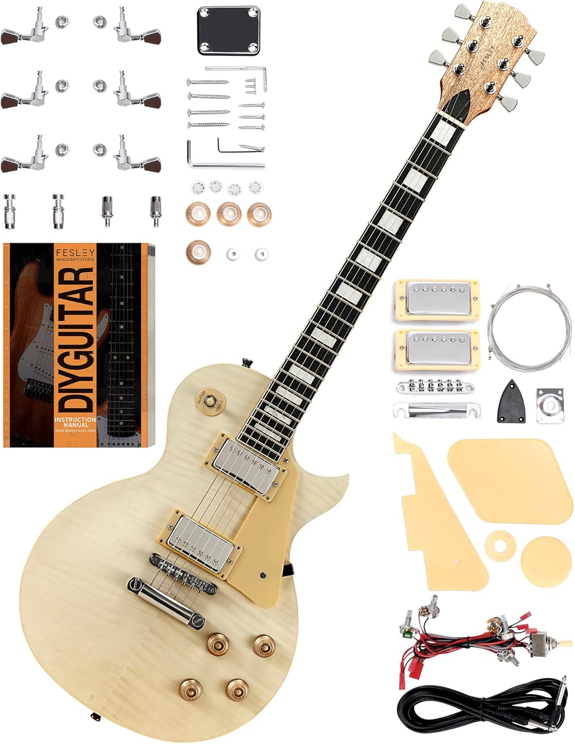 Fesley DIY LP Electric Guitar Kit - Flamed Maple Top