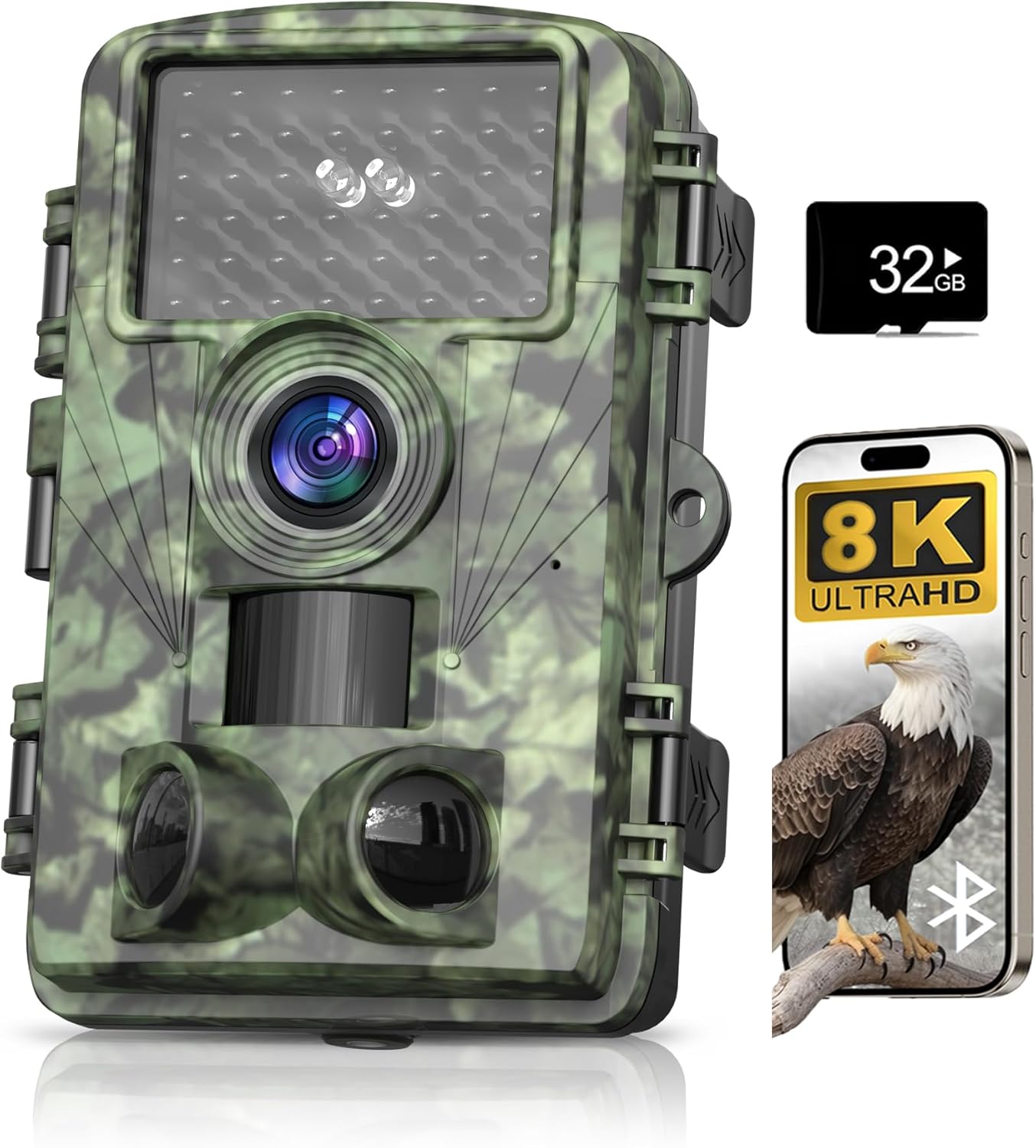 Trail Camera 8k 60MP WiFi Game Camera with No Glow Night Vision