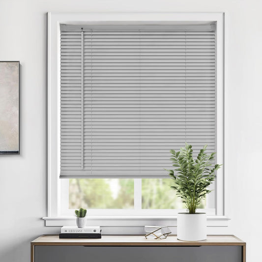 Cordless 1in Vinyl Mini Blinds for Indoor Windows - Grey