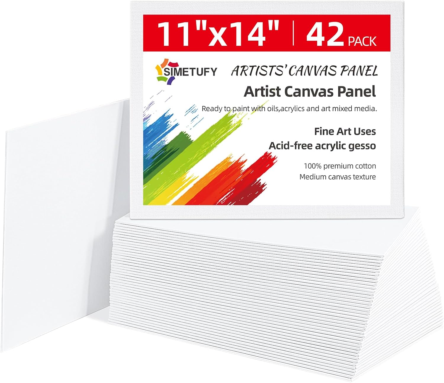 Simetufy 11 x 14 inch Flat Painting Canvas Boards for Artists