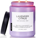Lavender Citrus Candles 19.4oz 110H Burn Time - Natural Soy Jar