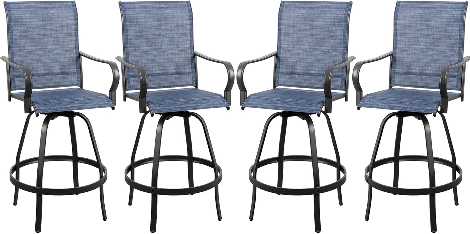 Vongrasig 4 Piece Patio Swivel Bar Chairs for Outdoor Spaces
