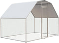 Large Metal Chicken Coop with Waterproof Cover - Walk-in Poultry Pen