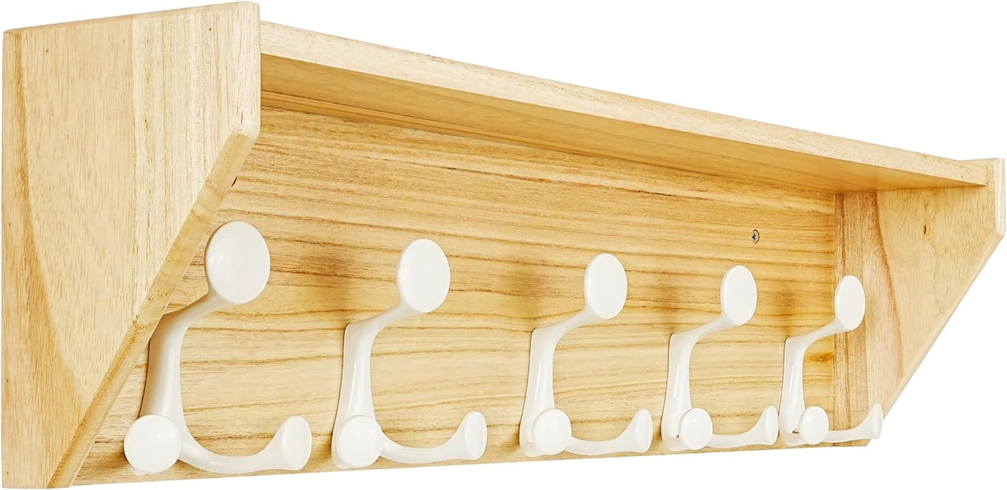 SKOLOO Wall Shelf with Hooks - 24-Inch Coat Rack Organizer
