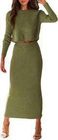 Women's Rib Knit 2 Piece Sweater Set - Cozy Bodycon Fall Set