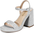 Heels for Women Block Chunky Platform Open Toe Ankle Strap - 4.3in