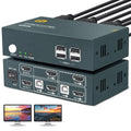 HDMI KVM Switch 2 Monitors 2 Computers - Dual Monitor 4K@60Hz Switcher