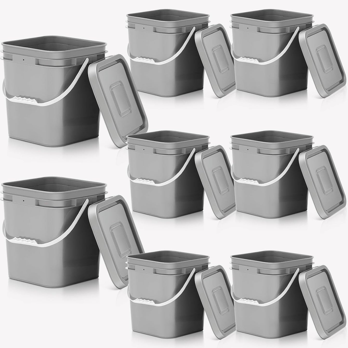 Mumufy 8 Pcs 3.5 Gallon Square Food Grade Bucket with Lid