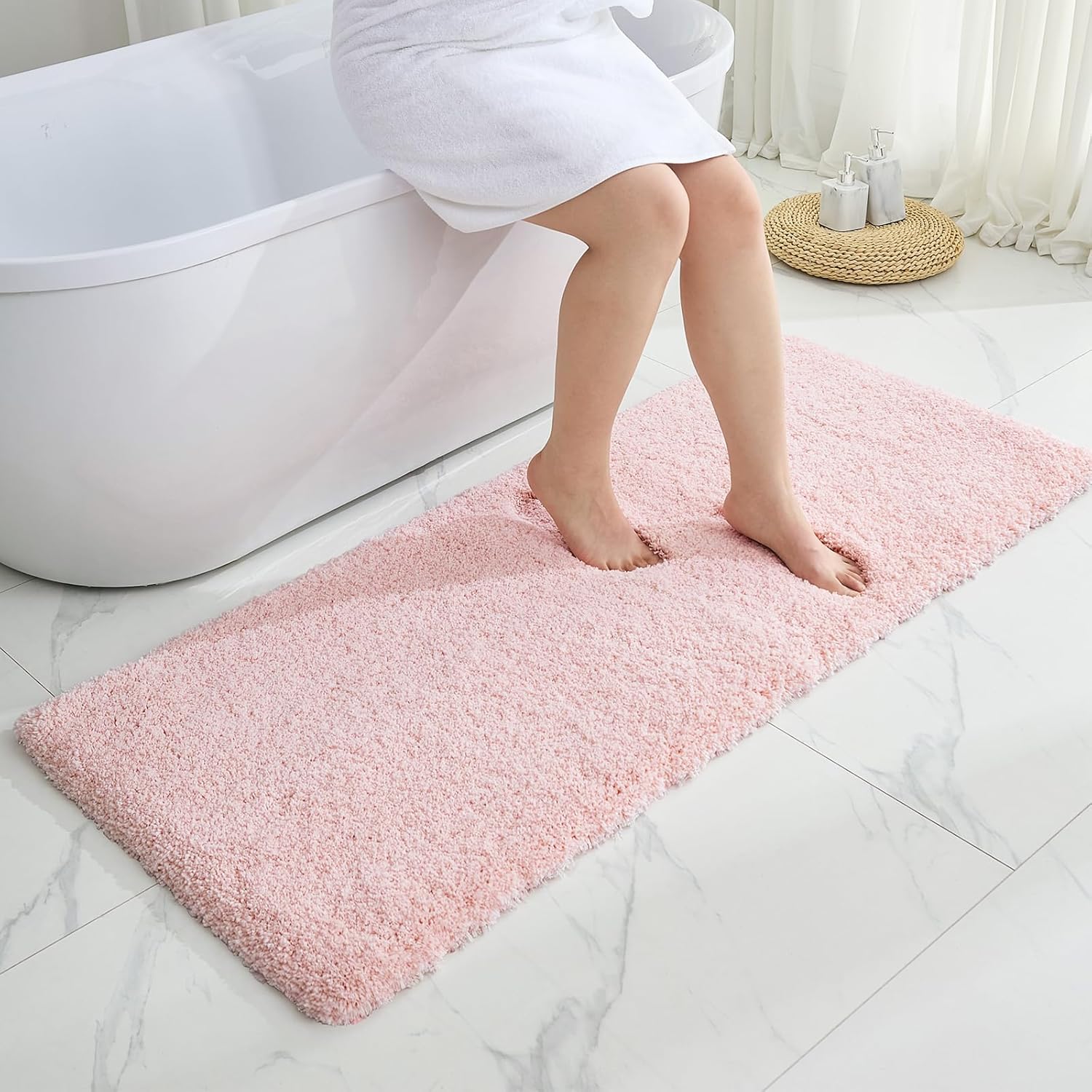 Non Slip Fluffy Bathroom Runner Rug 24x59 for Luxury Floors