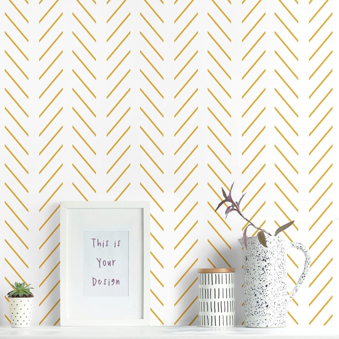 Erfoni Yellow and White Peel and Stick Wallpaper for Modern Spaces