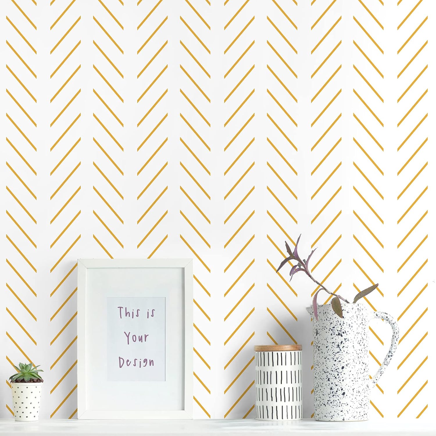 Erfoni Yellow and White Peel and Stick Wallpaper for Modern Spaces