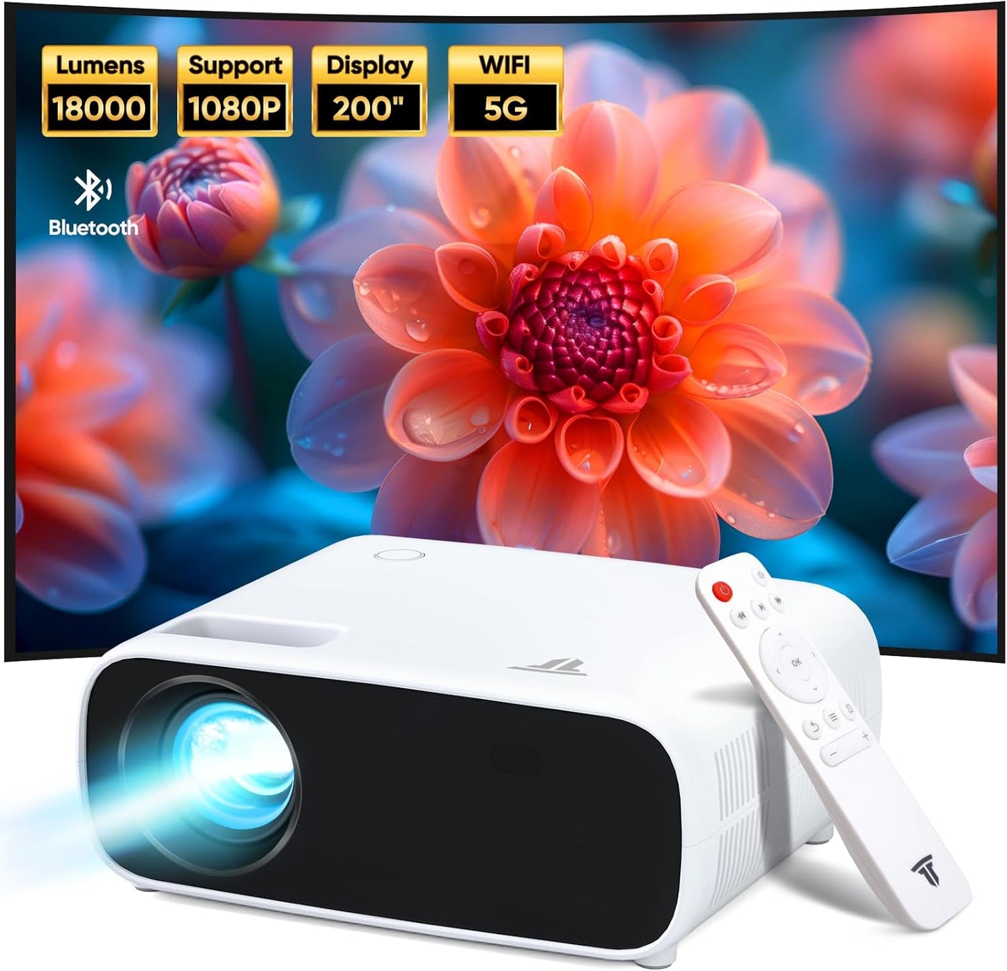 200in Full HD 1080P Mini Projector with WIFI and Bluetooth