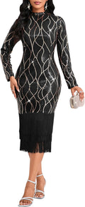 Cololura Elegant Sequin Tassel Bodycon Midi Dress - Evening Glam