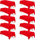 Red Tablecloths for 8 ft Rectangle Tables 60 x 126 in - 10 Pack