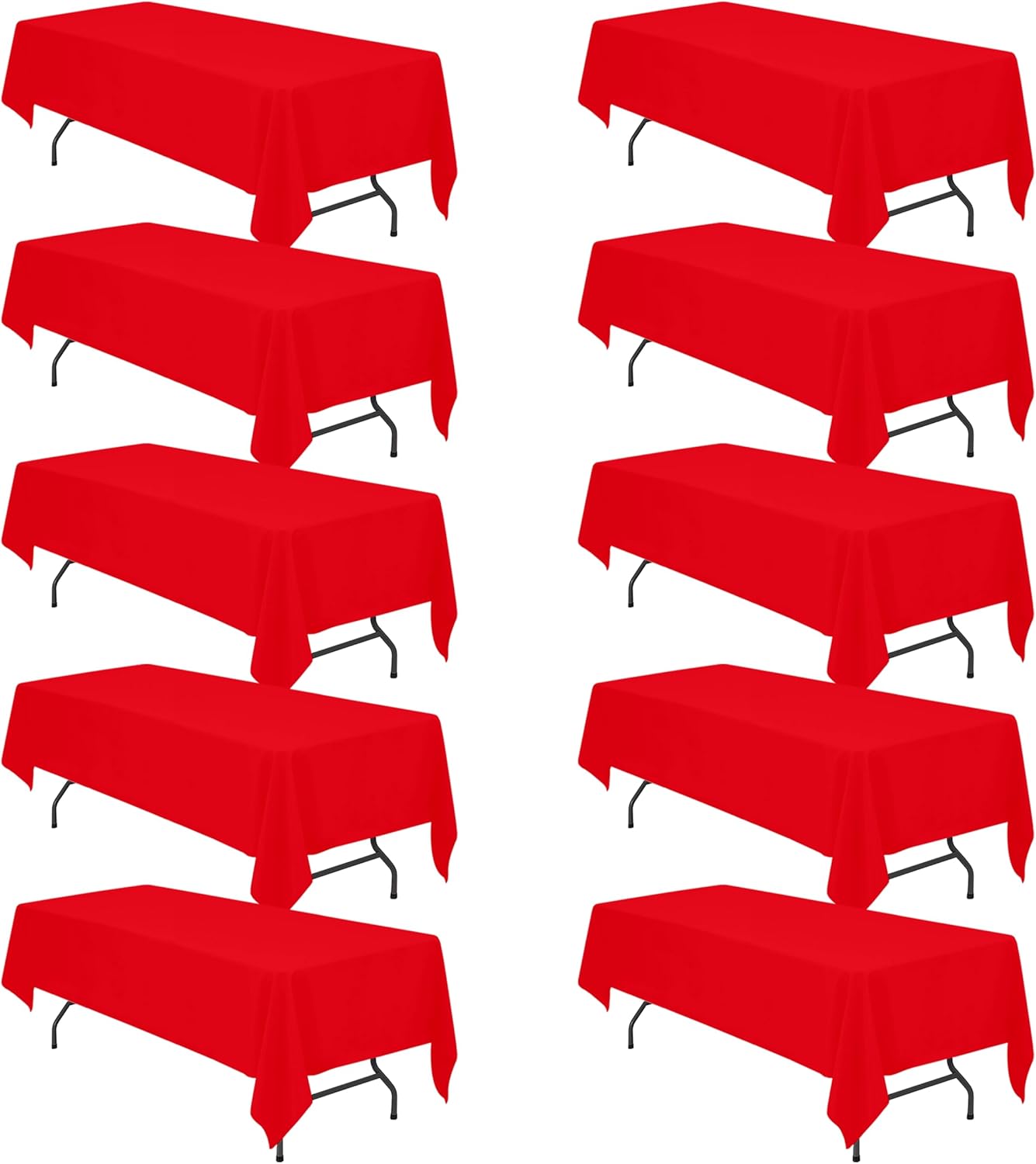 10 Pack Red Tablecloths for 8 Foot Rectangle Tables - Elegant Covers