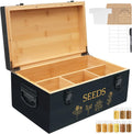 Large Bamboo Seed Storage Organizer Box with Lid - Double-Layer Seal