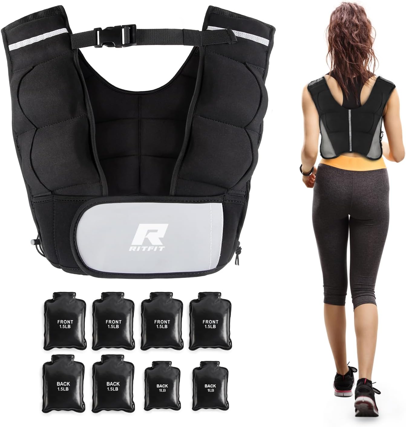 RitFit Adjustable Weighted Vest for Strength Training and Fitness