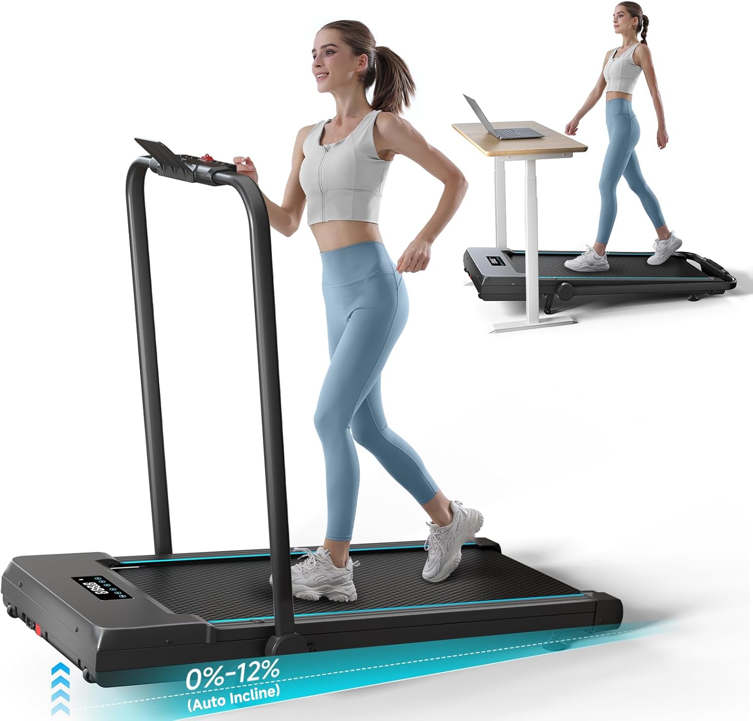 Foldable Under Desk Treadmill, Remote Control, 2.5HP - Stay Active Anywhere!